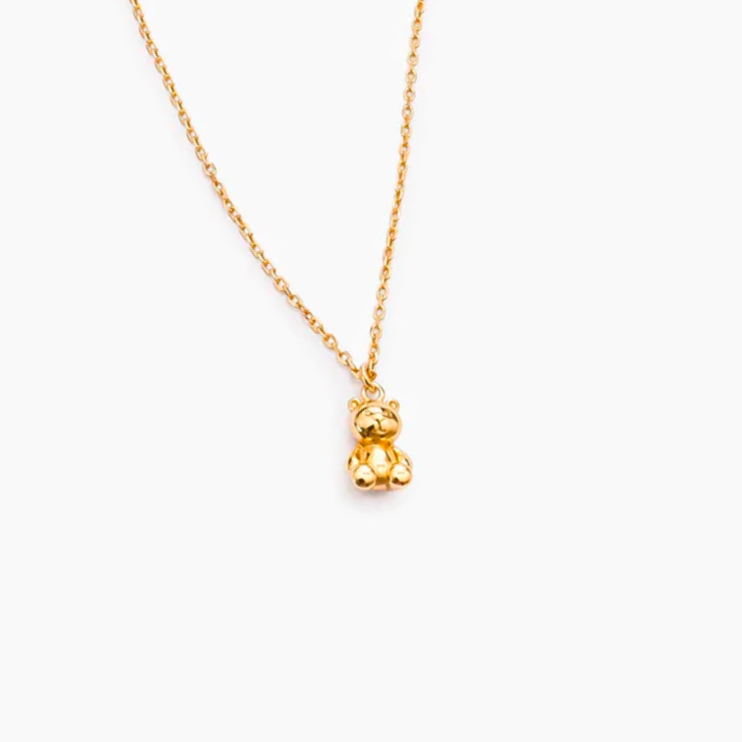 Gold Bear Pendant Necklace