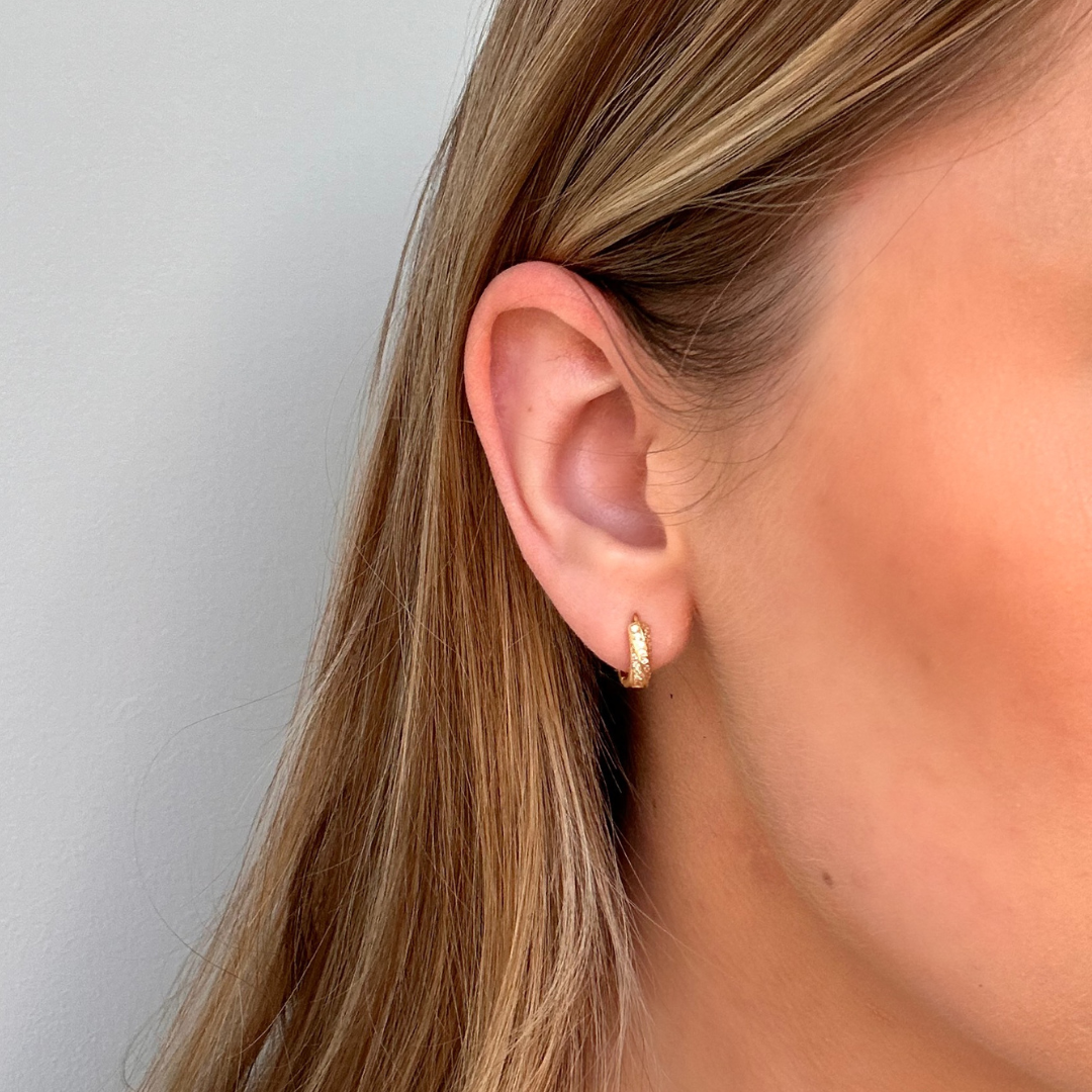Gold Zirconia Twister Hoop earrings