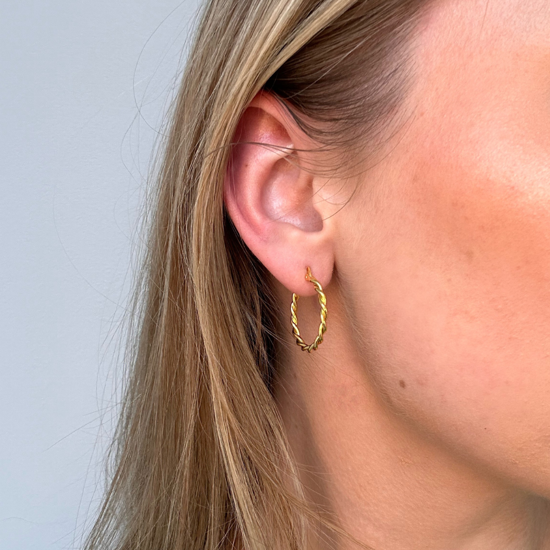 Gold Rope Hoop Earrings