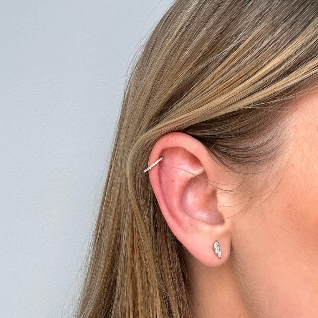 Leaf Zirconia Stud Earrings
