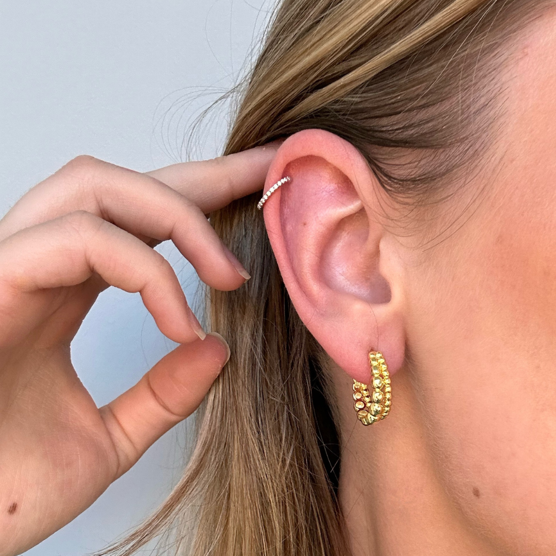 Bubble Stud Hoop Earrings