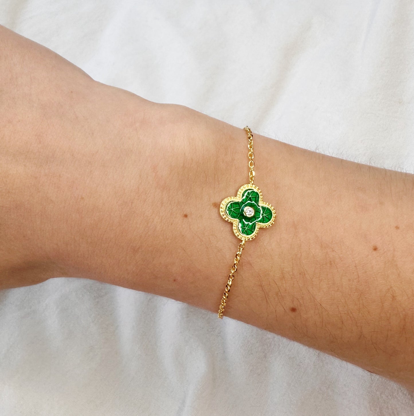 Green Clover Gold Bracelet