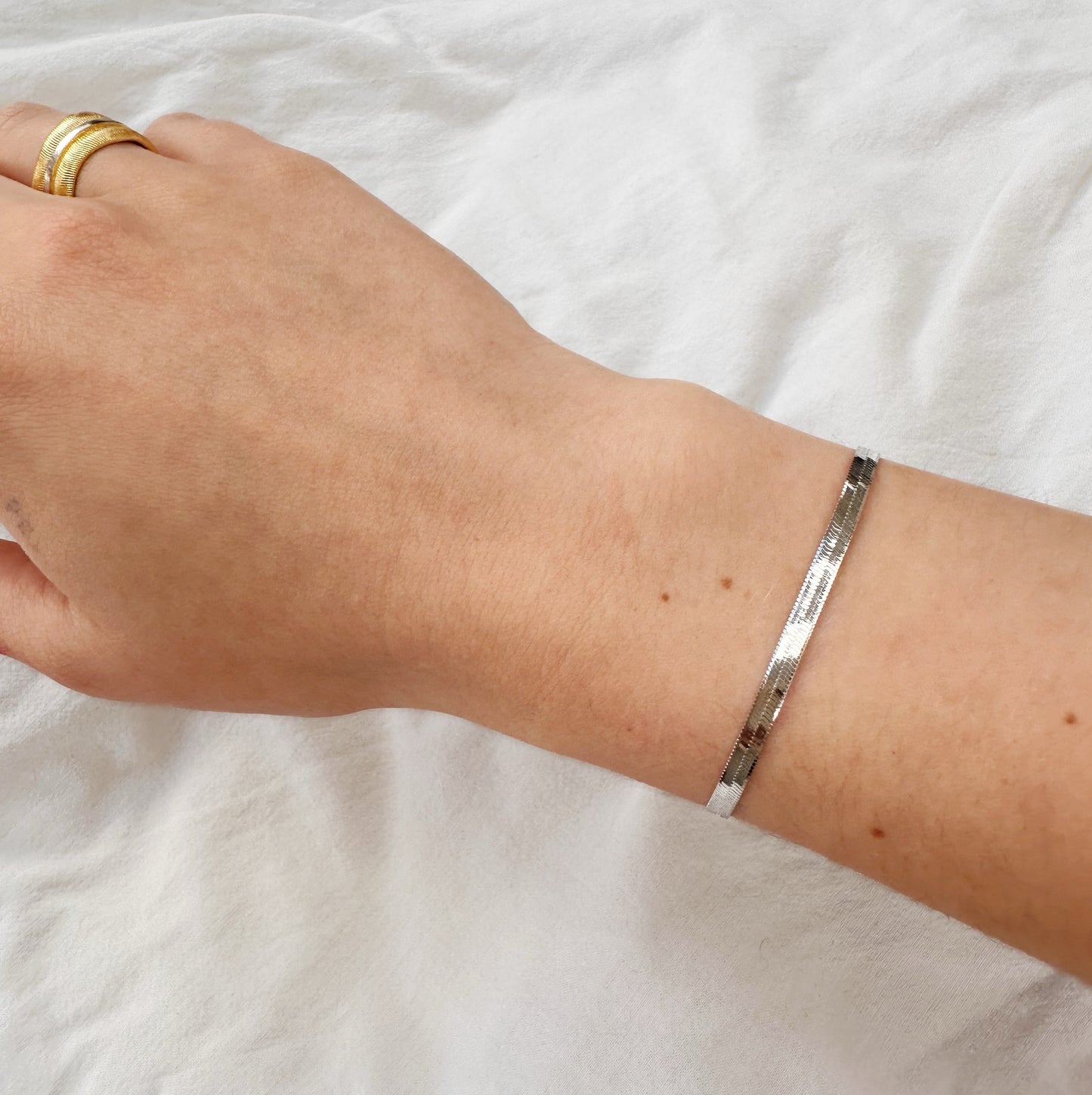 Flat Herringbone Chain Bracelet