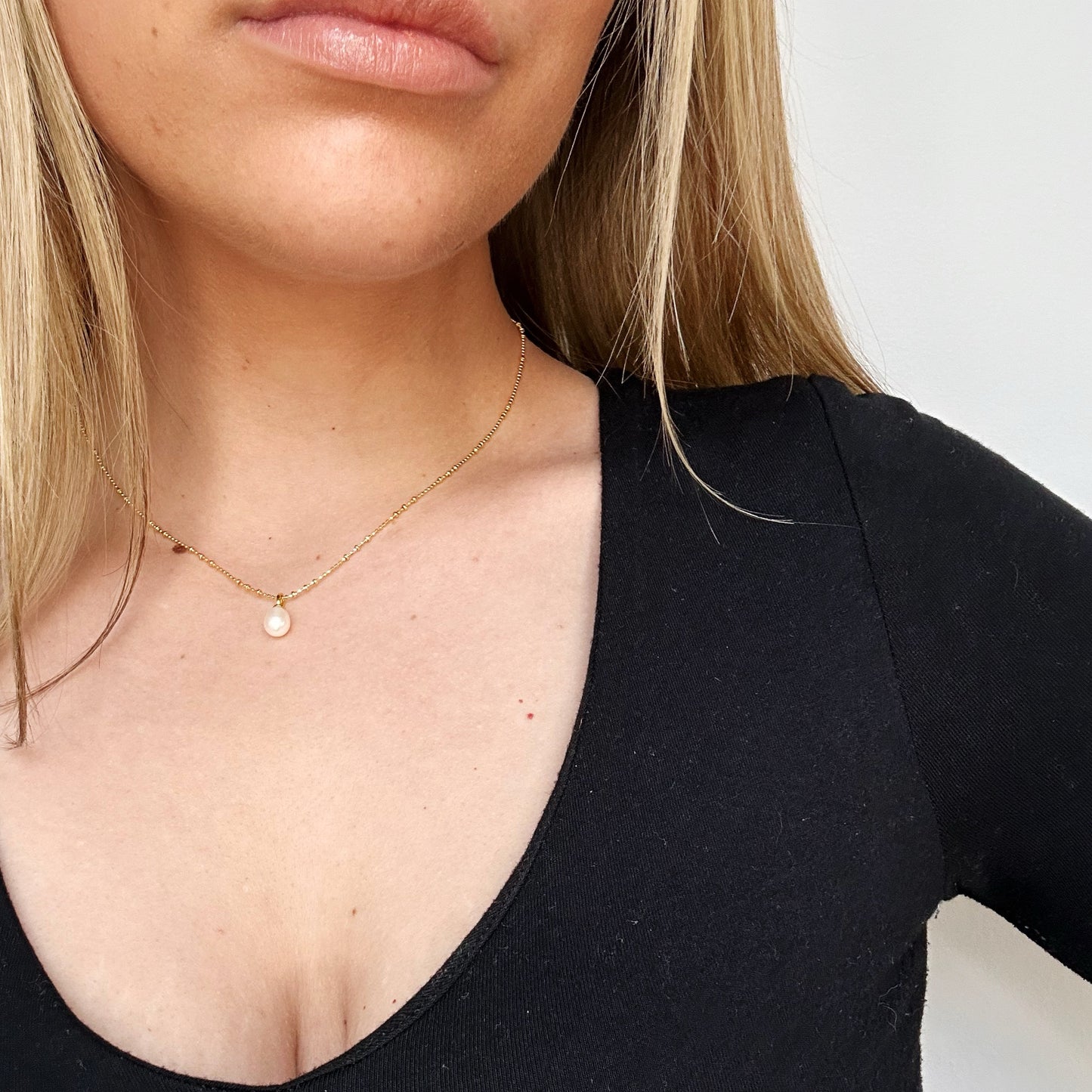 Pearl Drop Minimalist Necklace