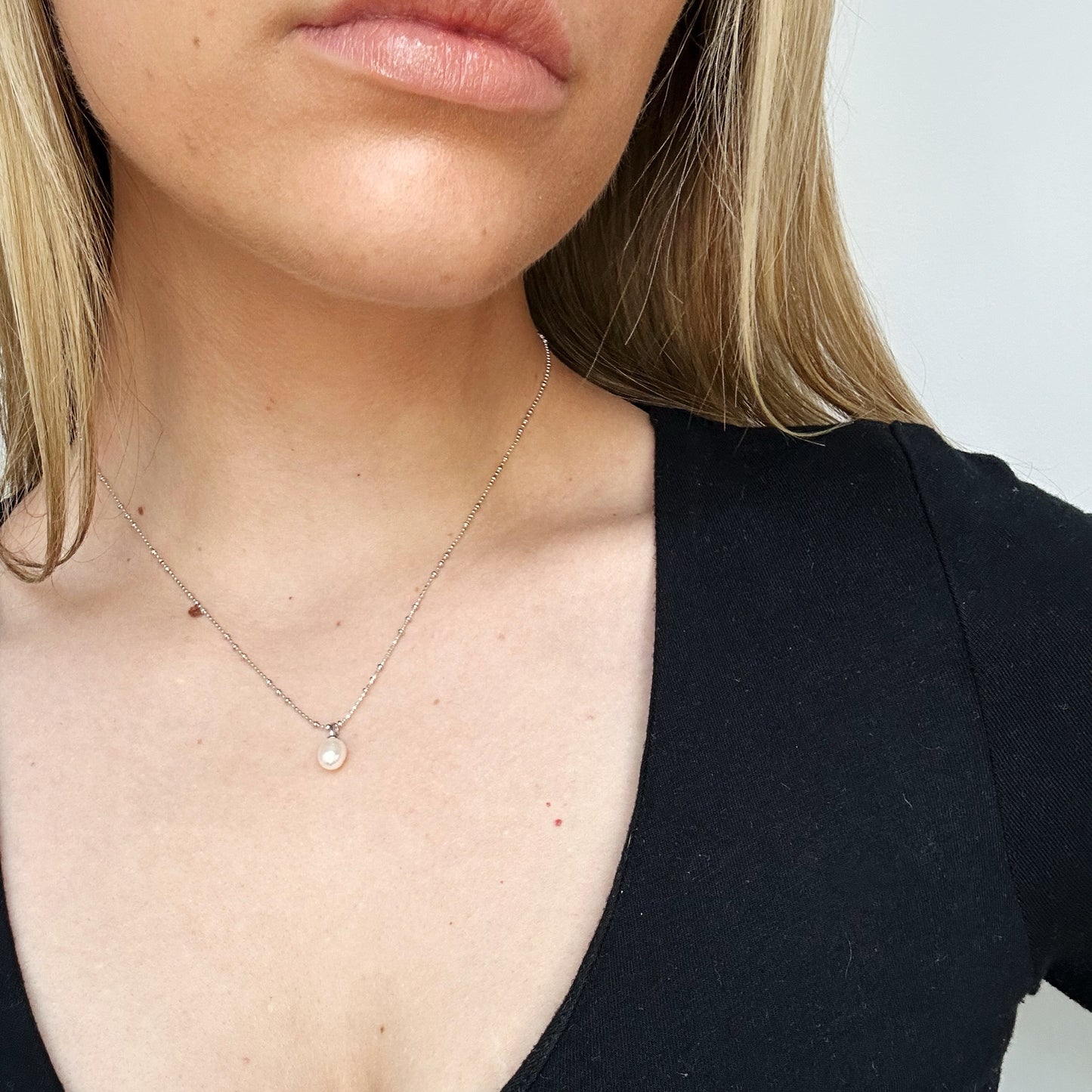 Pearl Drop Minimalist Necklace