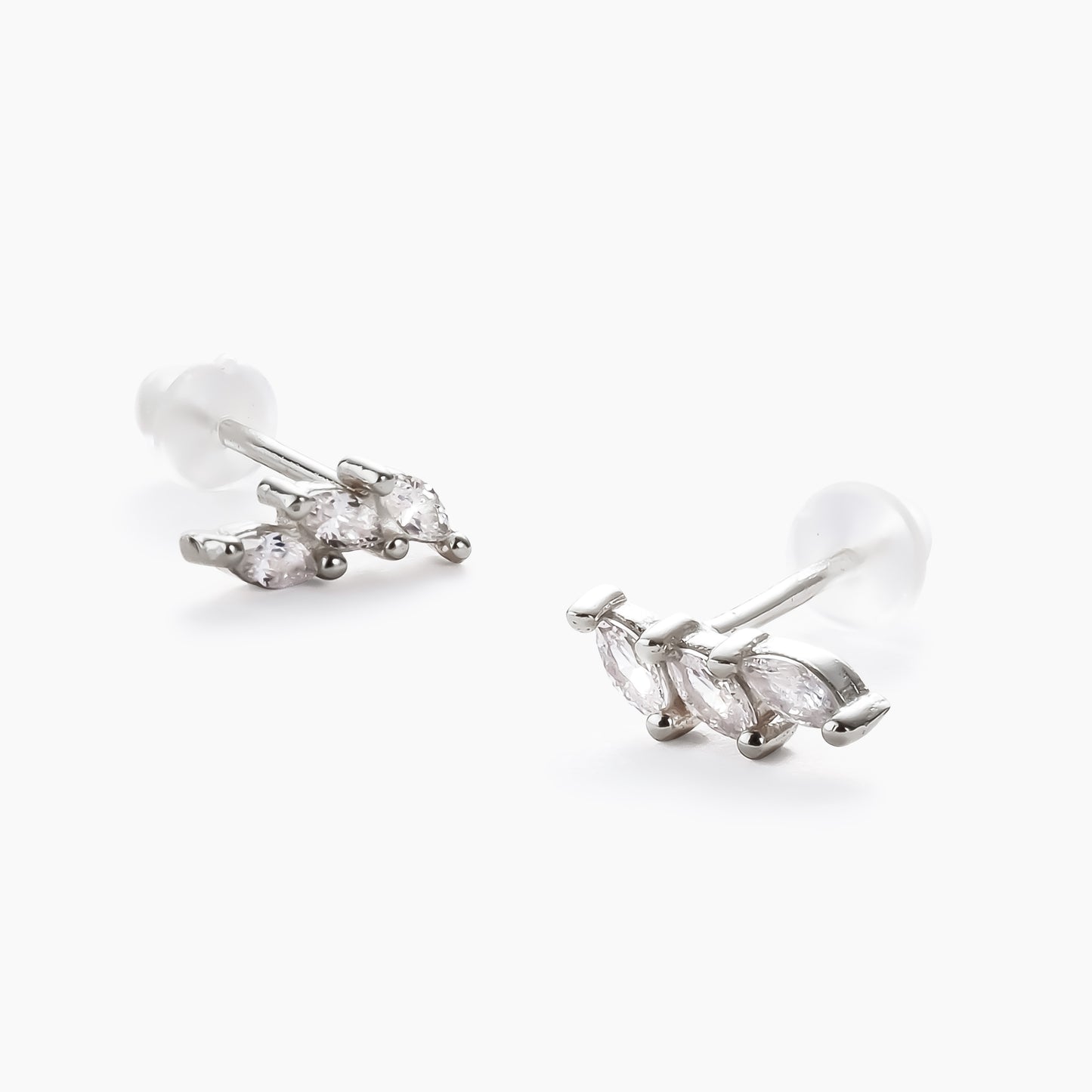 Leaf Zirconia Stud Earrings
