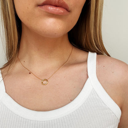 Gold Hoop Pendant Necklace