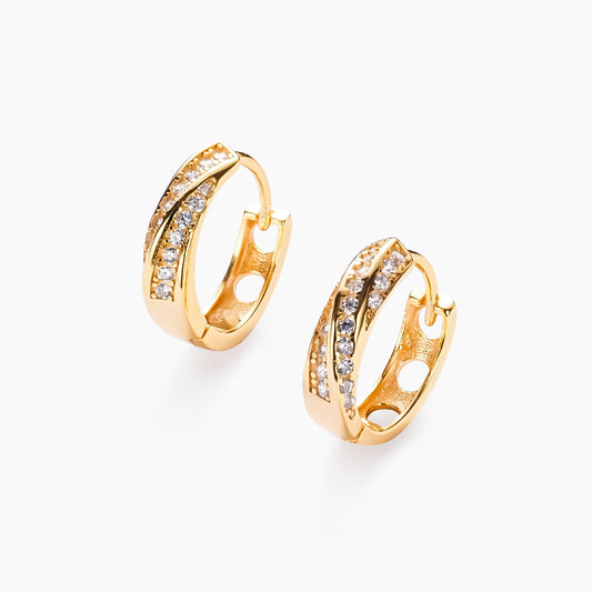 Gold Zirconia Twister Hoop earrings