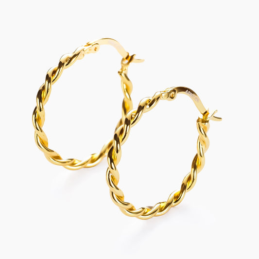 Gold Rope Hoop Earrings