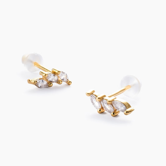 Leaf Zirconia Stud Earrings